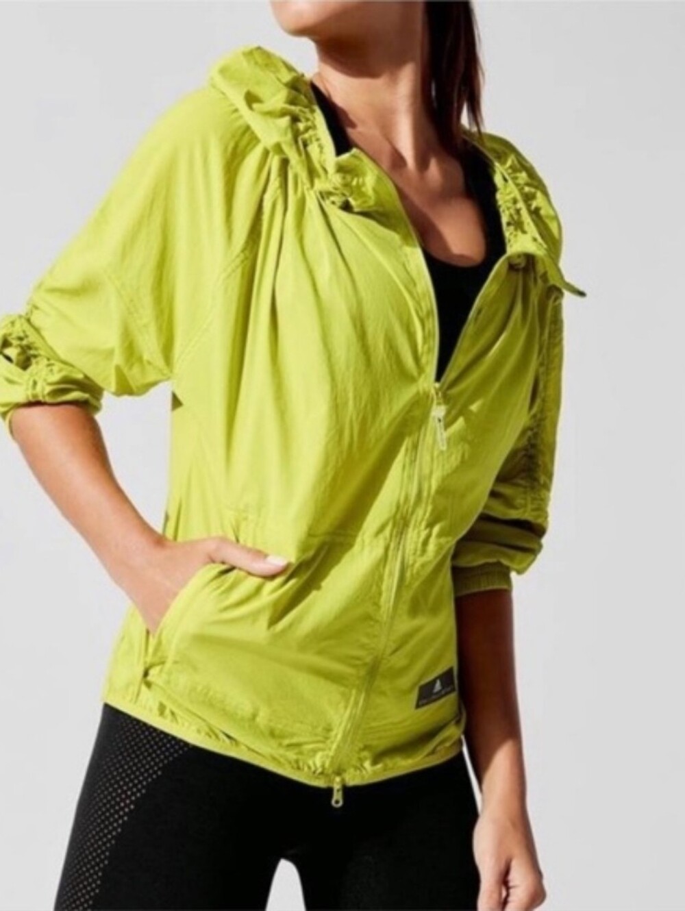 Stella McCartney Adidas Jacket Lightweight Lime Hooded Windbreaker Athleisure